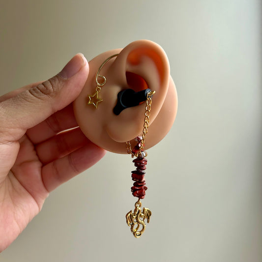 Red Jasper Dragon Earplug Ear Cuffs