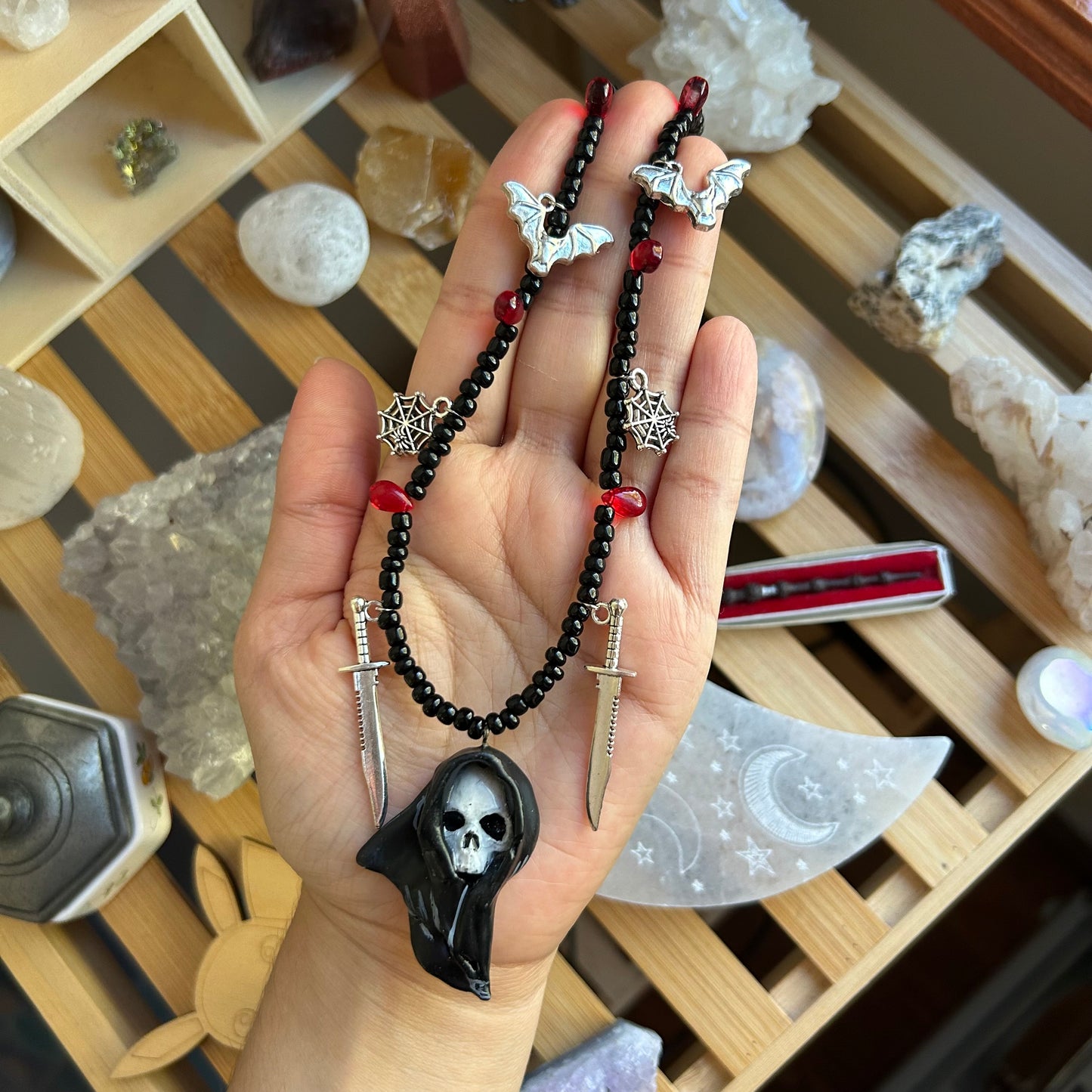 Bloody Grim Reaper Beaded Necklace