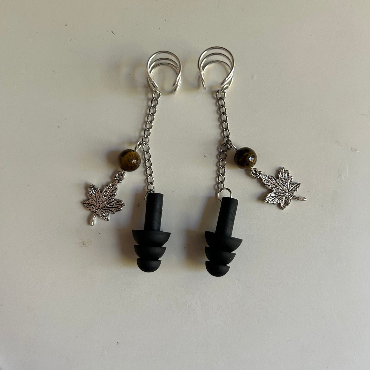 Tigers Eye Leaf Earplug Ear Cuffs