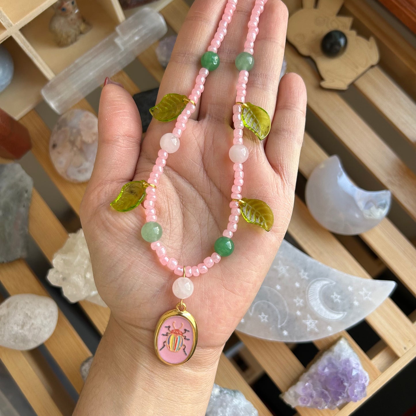 Quirky Beetle Beaded Necklace