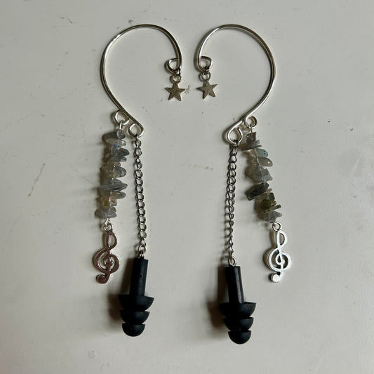 Treble Clef Earplug Ear Cuffs (Silver)