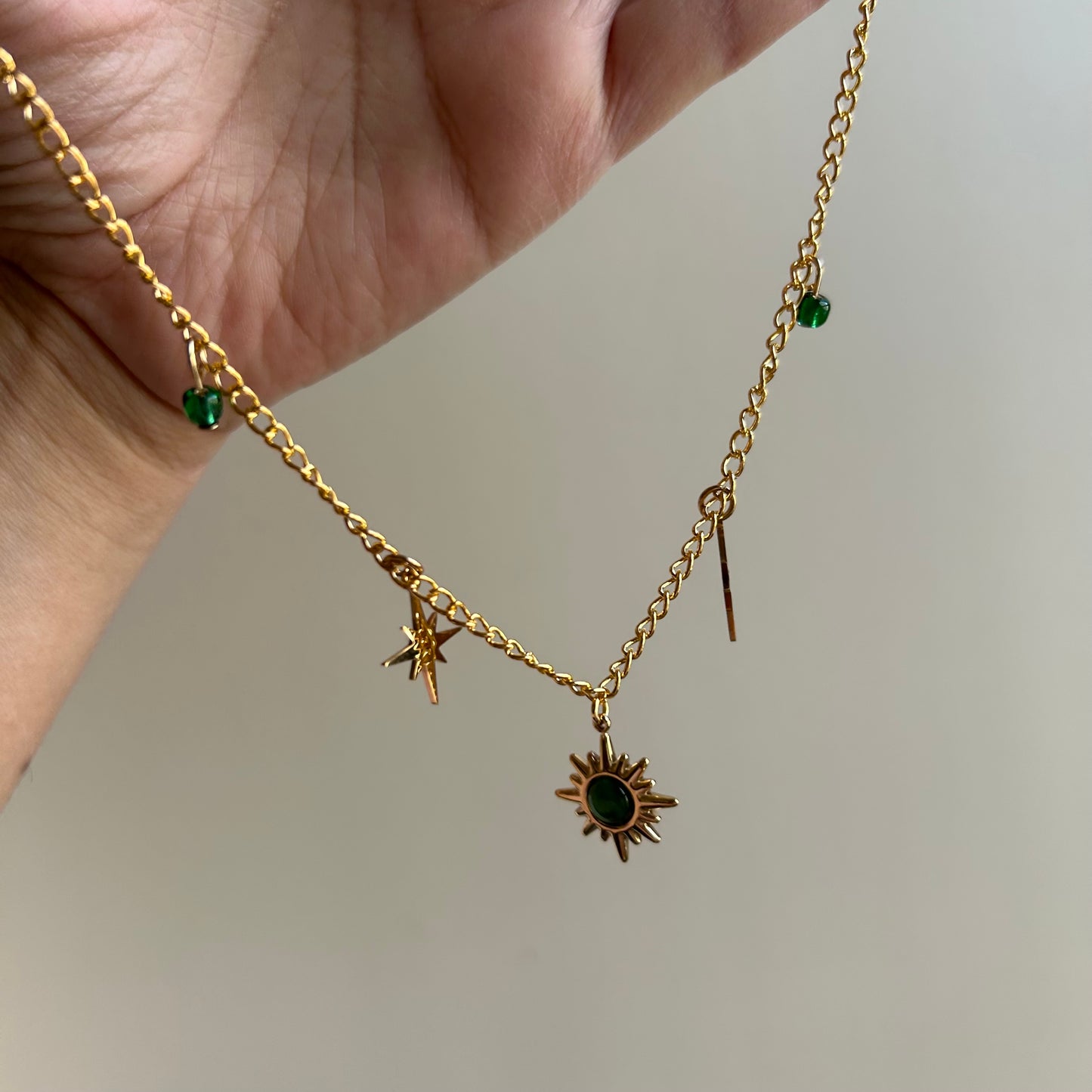 Green Sunburst Necklace