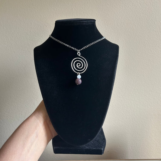 Jasper Selenite Spiral Chain Necklace