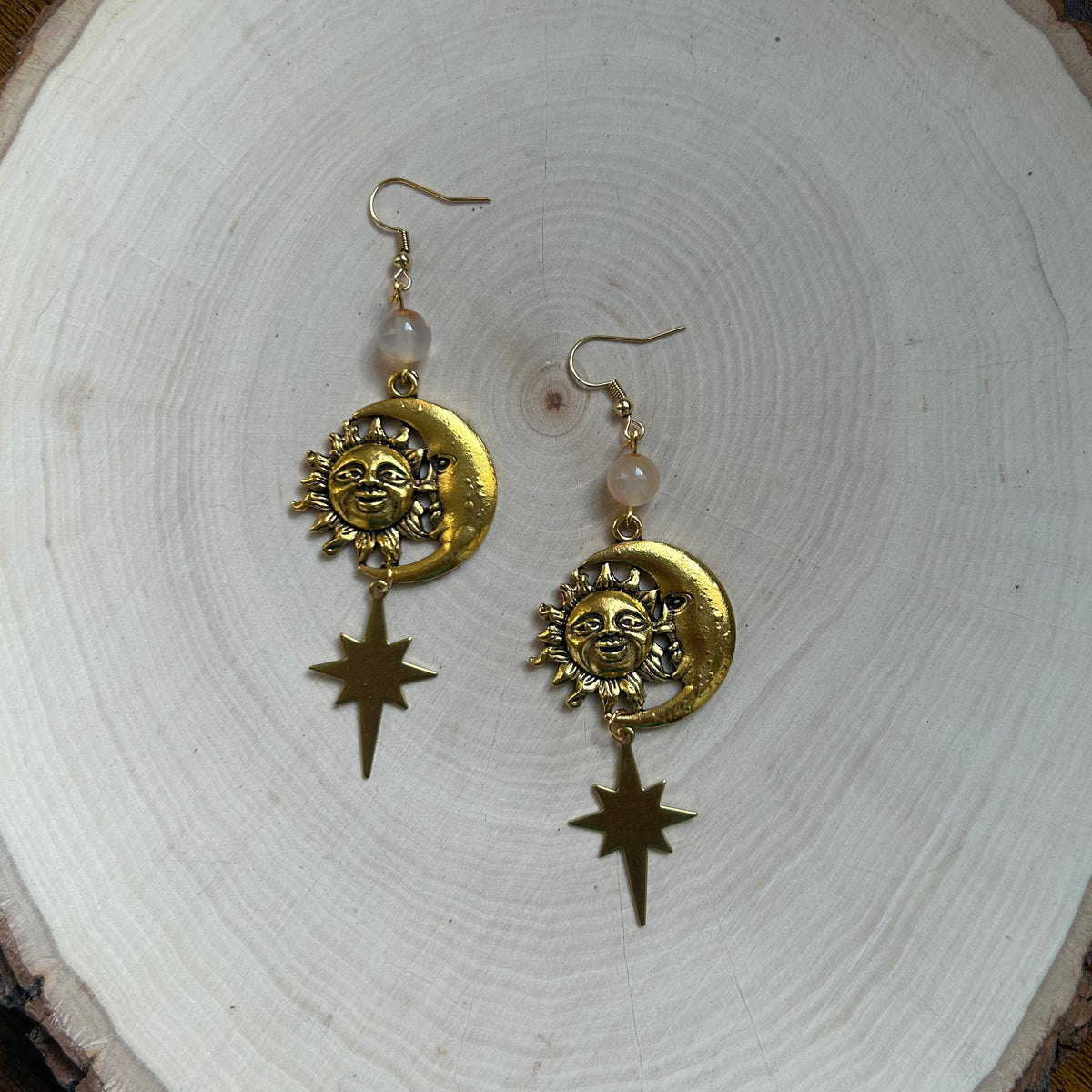 Carnelian Sun & Moon Earrings