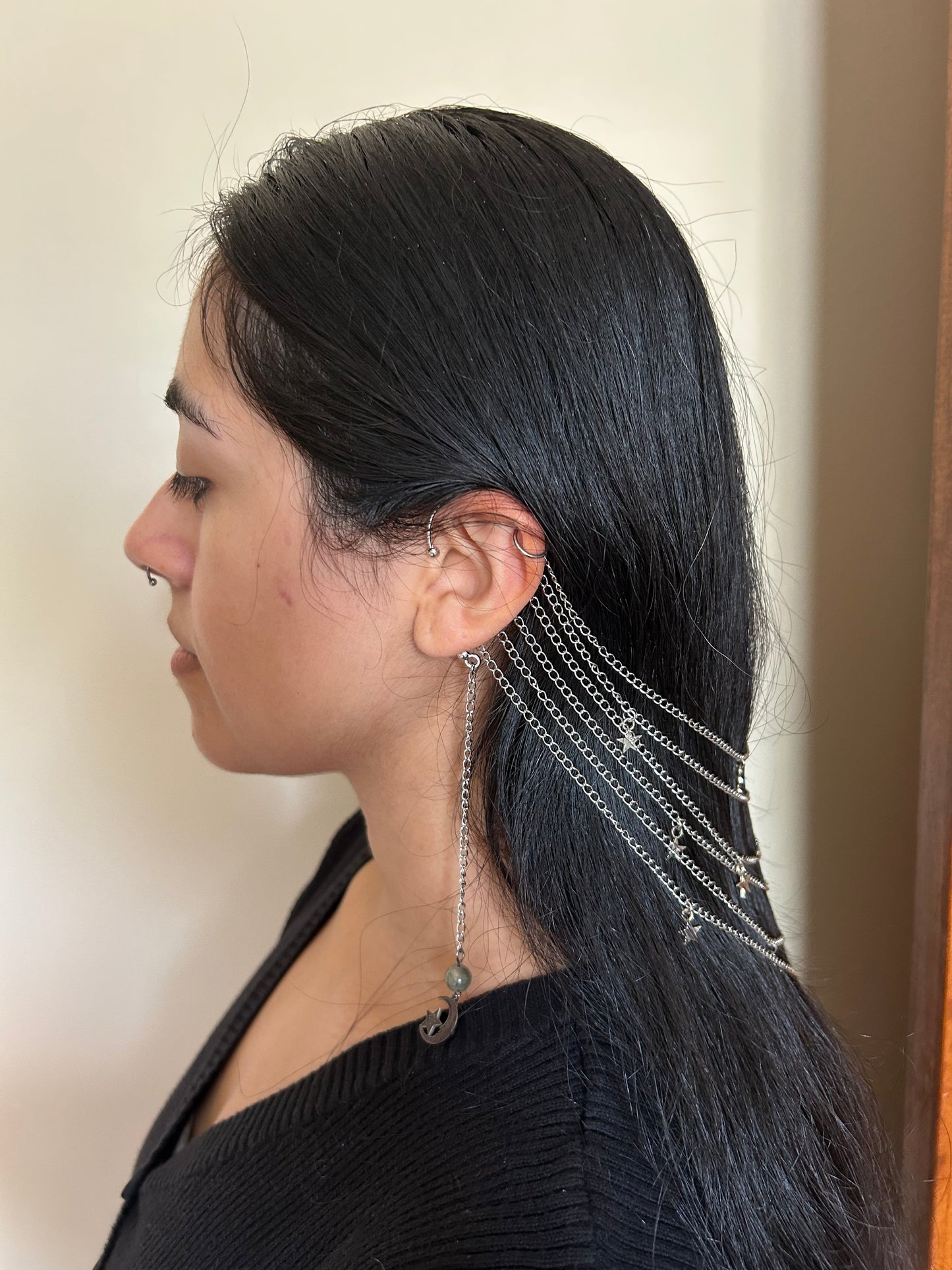 Starry Labradorite Veil Ear Cuffs