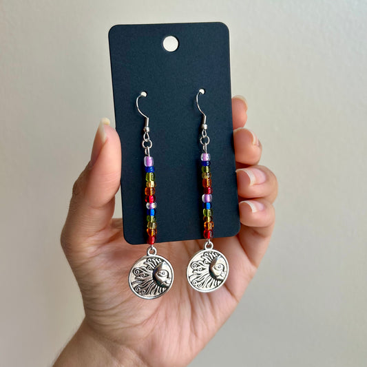 Rainbow Sun Beaded Earrings