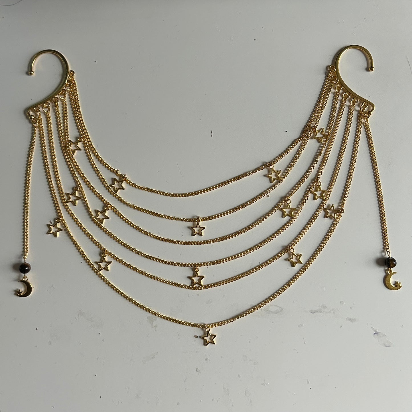 Starry Tigers Eye Veil Ear Cuffs
