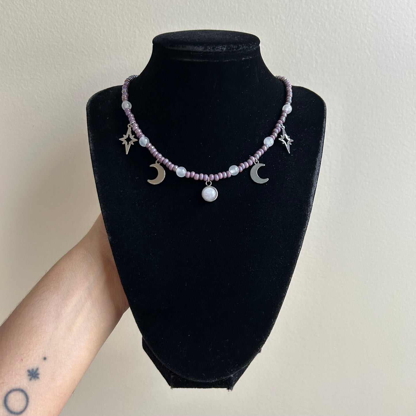 Triple Goddess Quartz Beaded Necklace