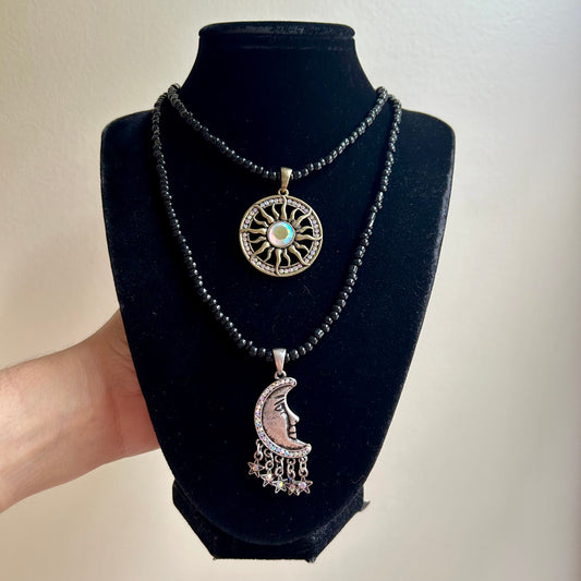 Sun and Moon Layered Beaded Necklace