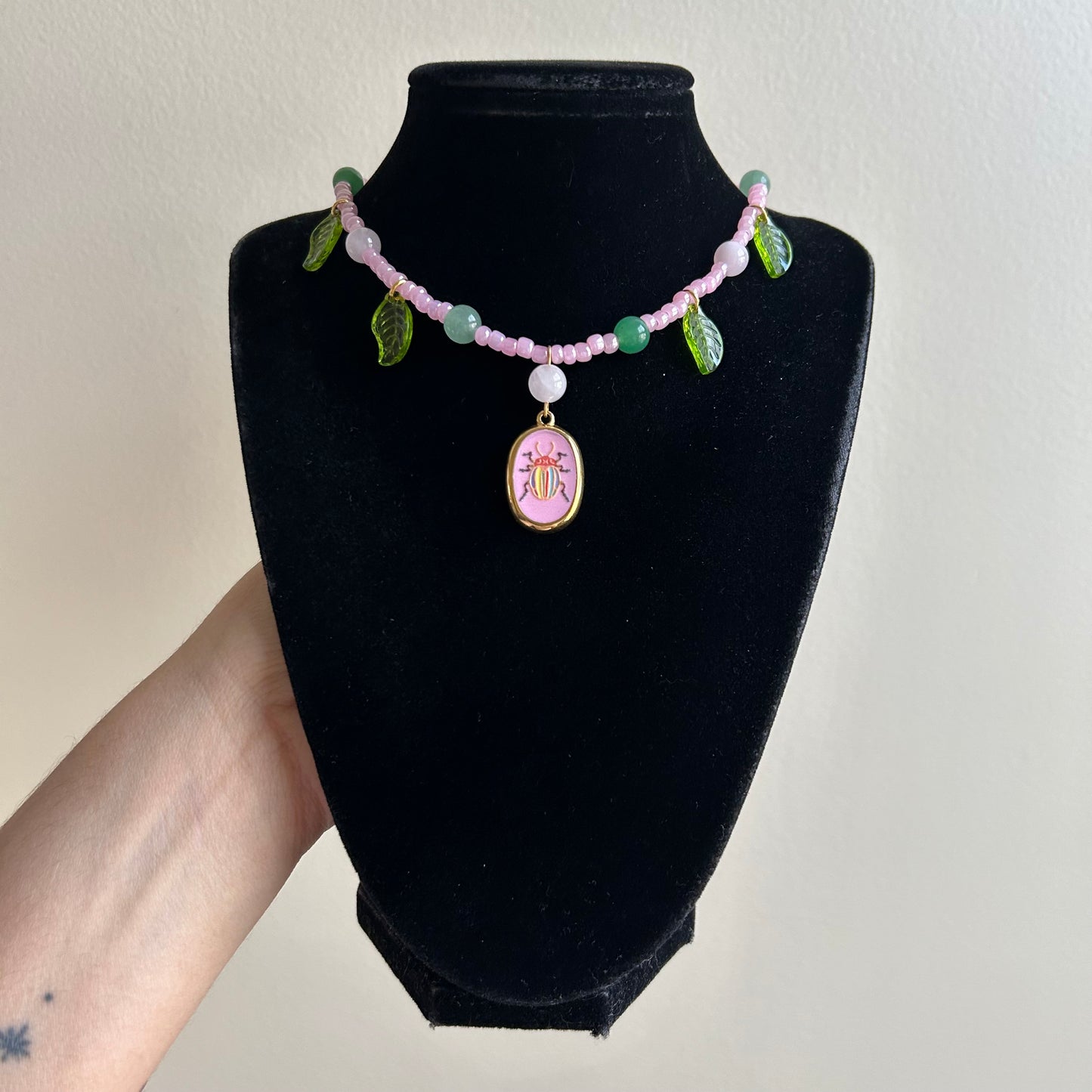 Quirky Beetle Beaded Necklace