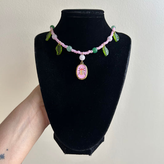 Quirky Beetle Beaded Necklace