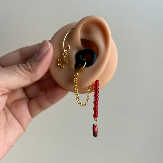 Red Flower Loop Earplug Ear Cuffs *LOOPS NOT INCLUDED*
