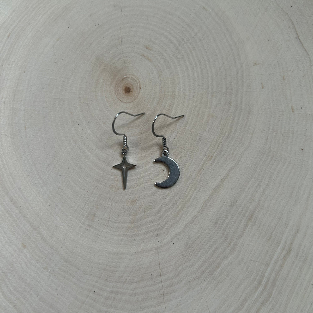 Mismatched Moon and Star Earrings