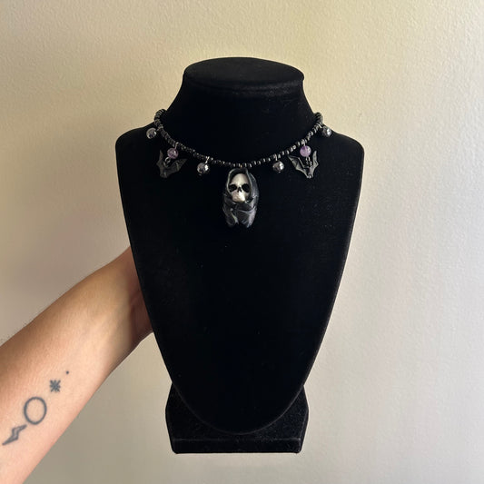 Batty Grim Reaper Beaded Necklace