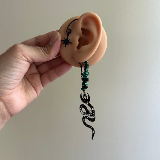 Malachite Snake Ear Cuffs