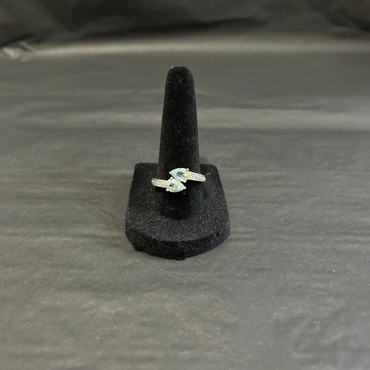 Vintage Wrap Around Aquamarine Sterling Silver Ring (Size US 7.5)