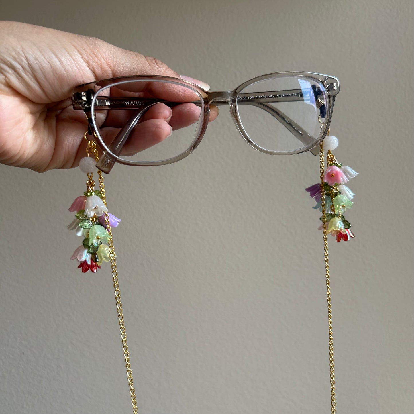 Rainbow Moonstone Bell Flower Glasses Chains