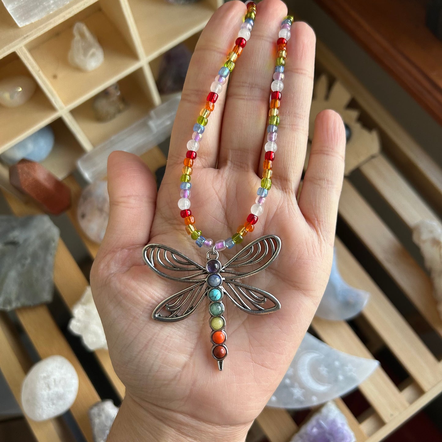 Rainbow Dragonfly Necklace