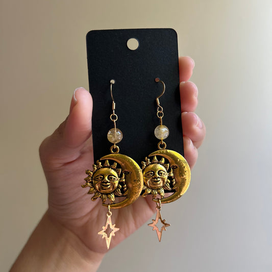 Citrine Sun & Moon Earrings