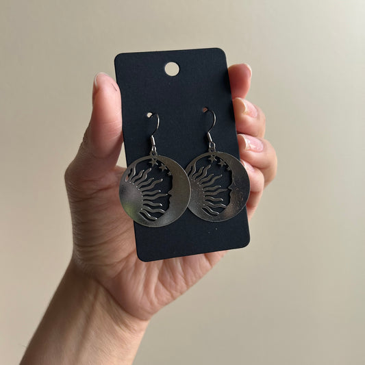 Round Sun & Moon Earrings