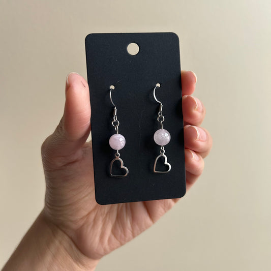 Rose Quartz Heart Earrings