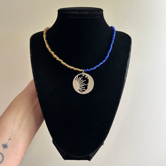 Split Color Sun and Moon Beaded Necklace