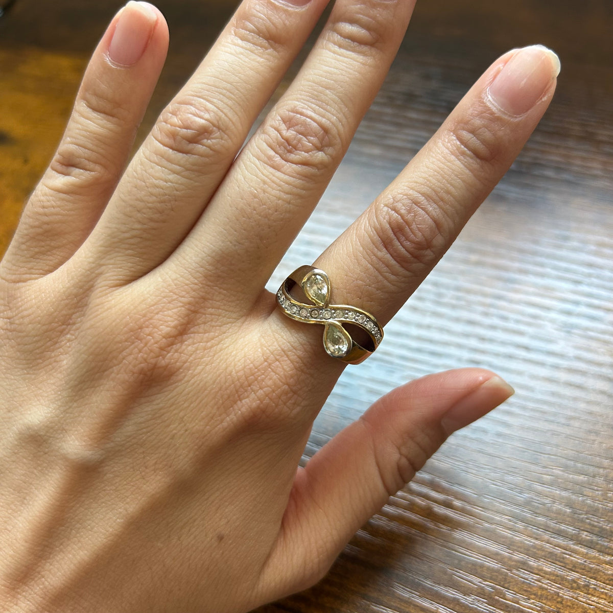 Vintage Crossover Cocktail Ring Size US 8.5