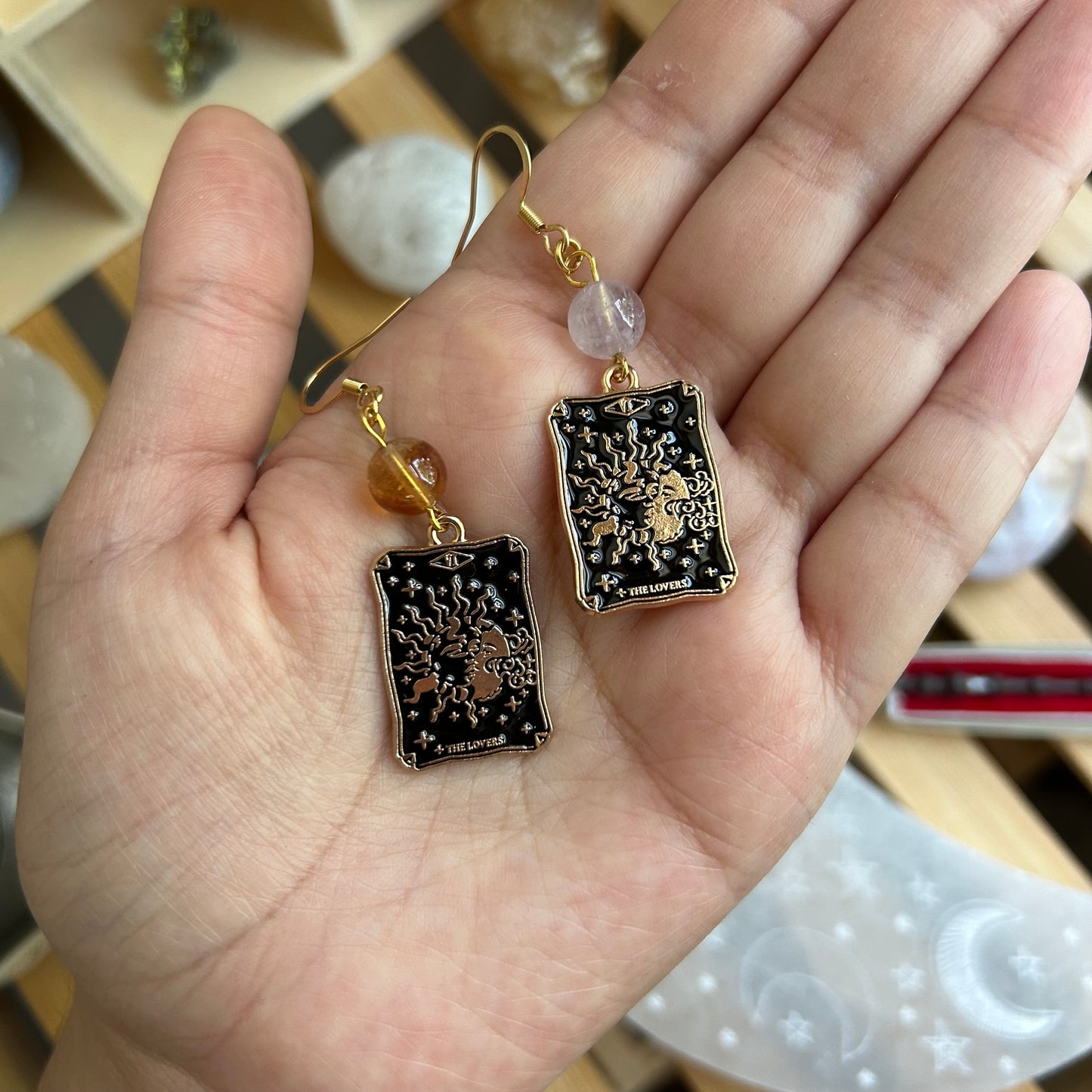 The Lovers Tarot Card Earrings