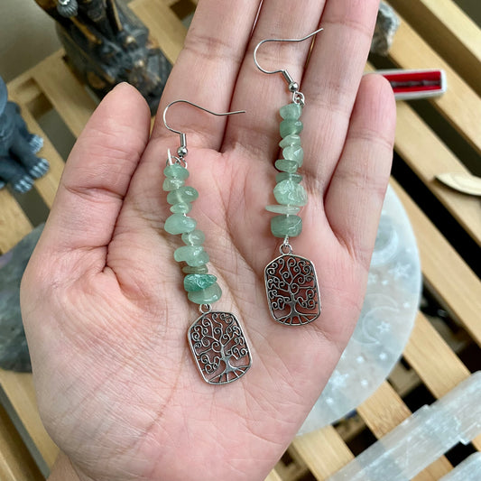 Green Aventurine Tree Earrings