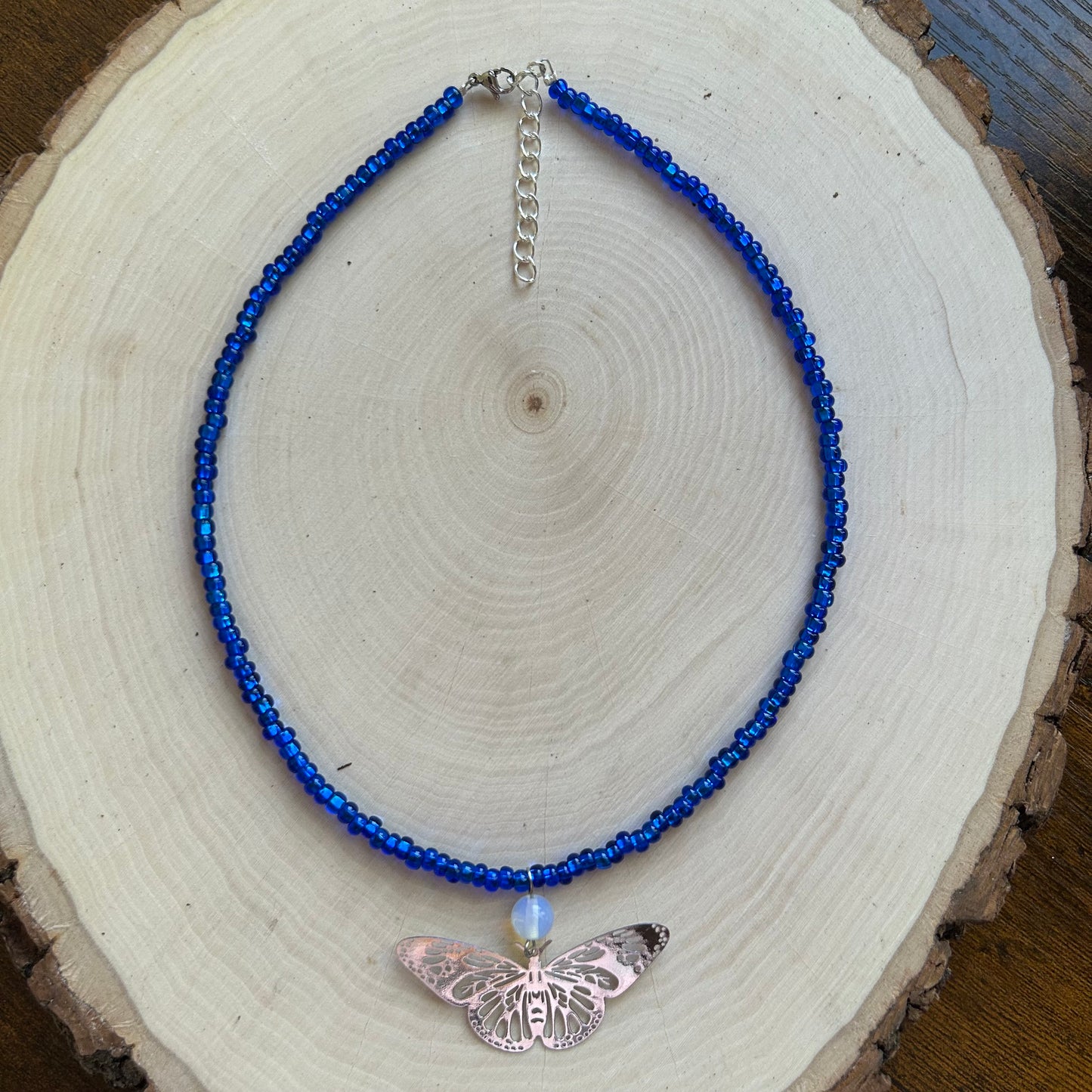 Opalite Butterfly Beaded Necklace