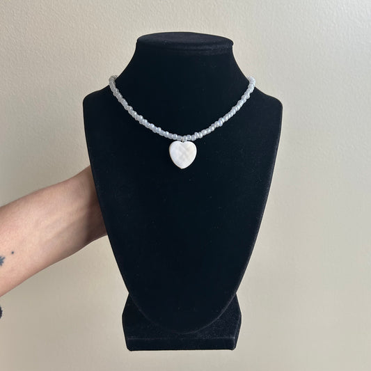 Mother of Pearl Heart Beaded Necklace