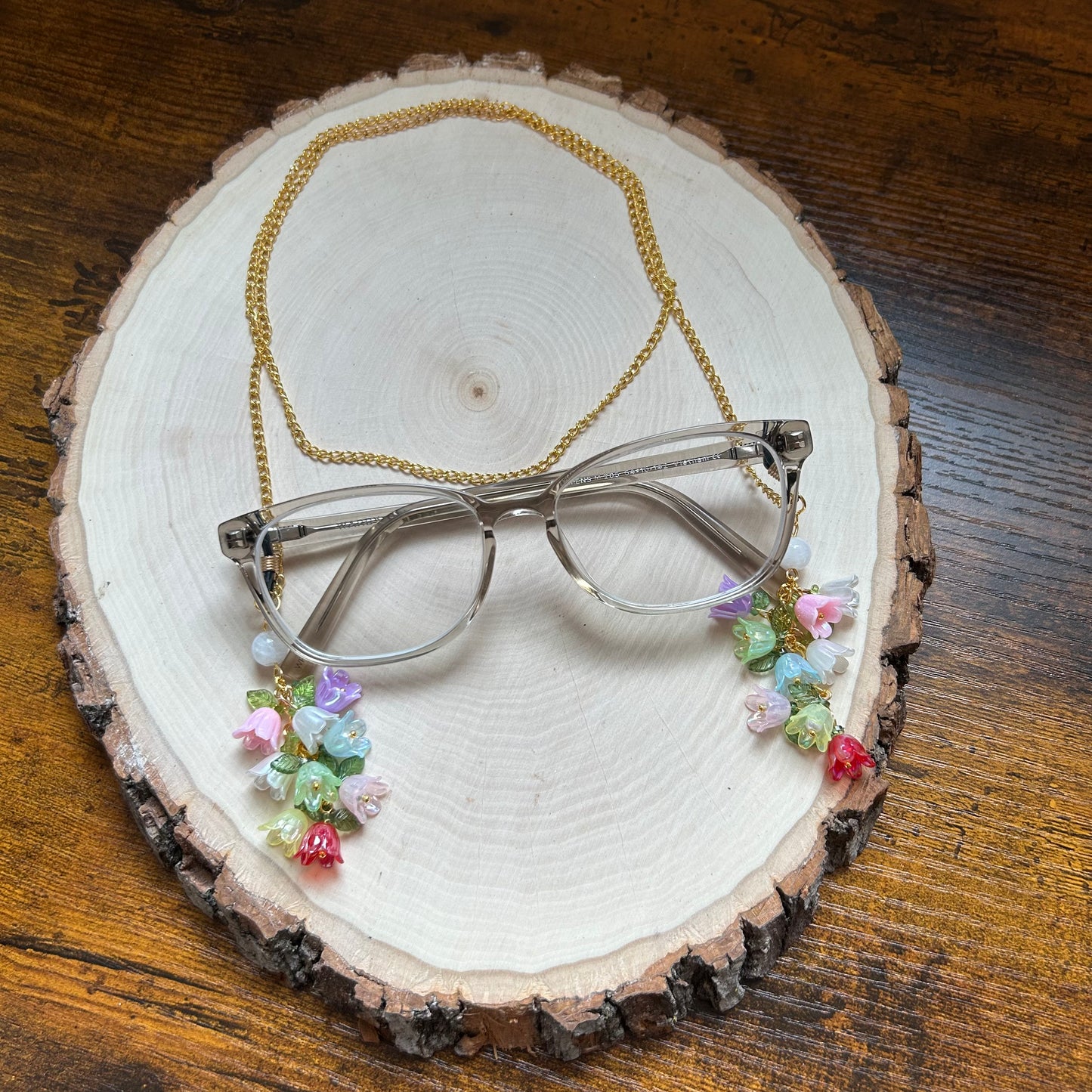 Rainbow Moonstone Bell Flower Glasses Chains