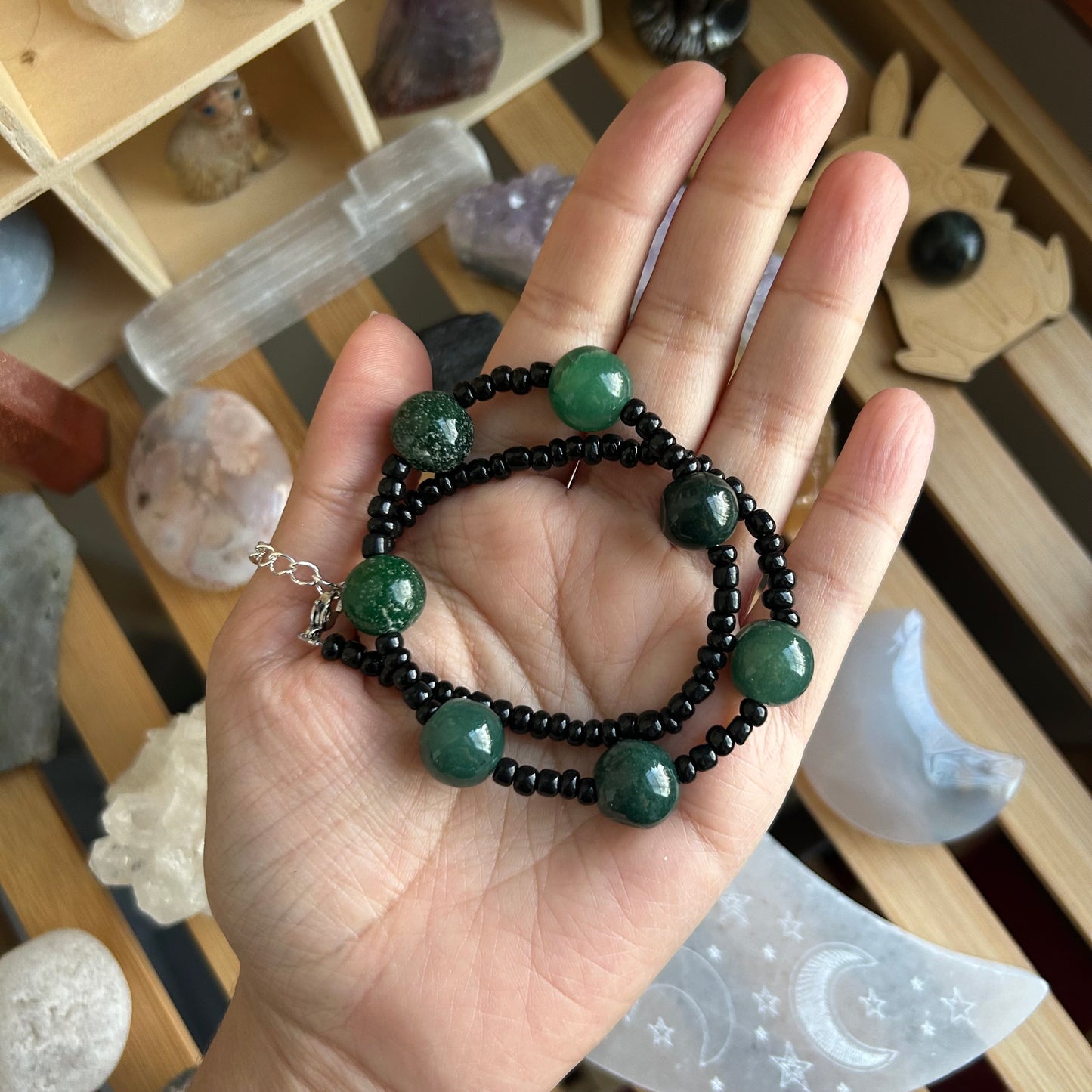Moss Agate Beaded Necklace