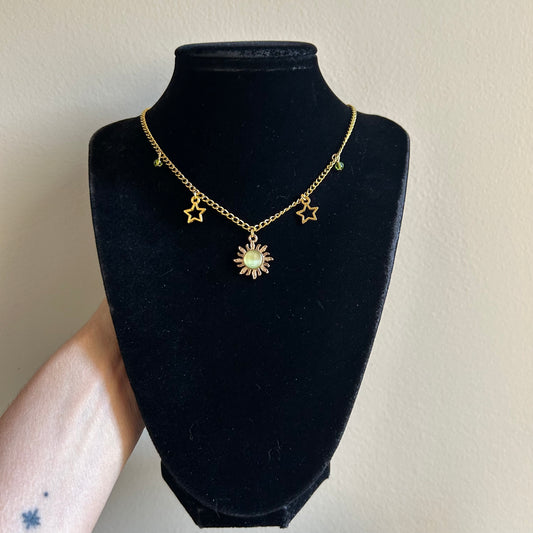 Green Sunburst Necklace