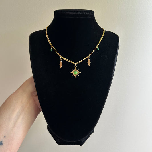 Green Sunburst Necklace