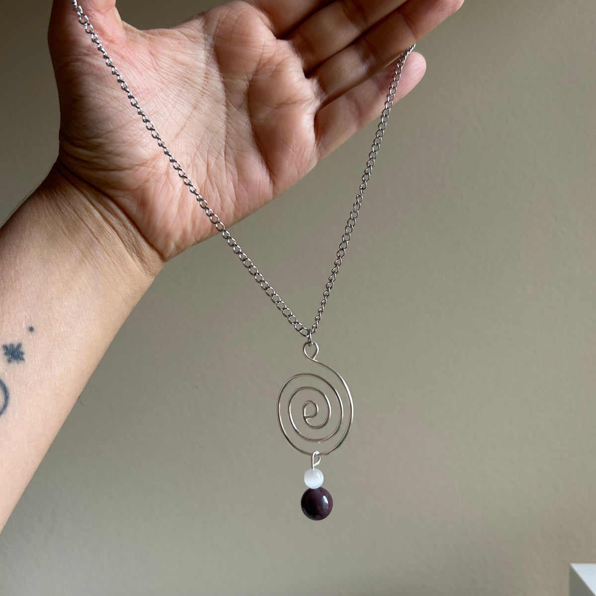 Jasper Selenite Spiral Chain Necklace