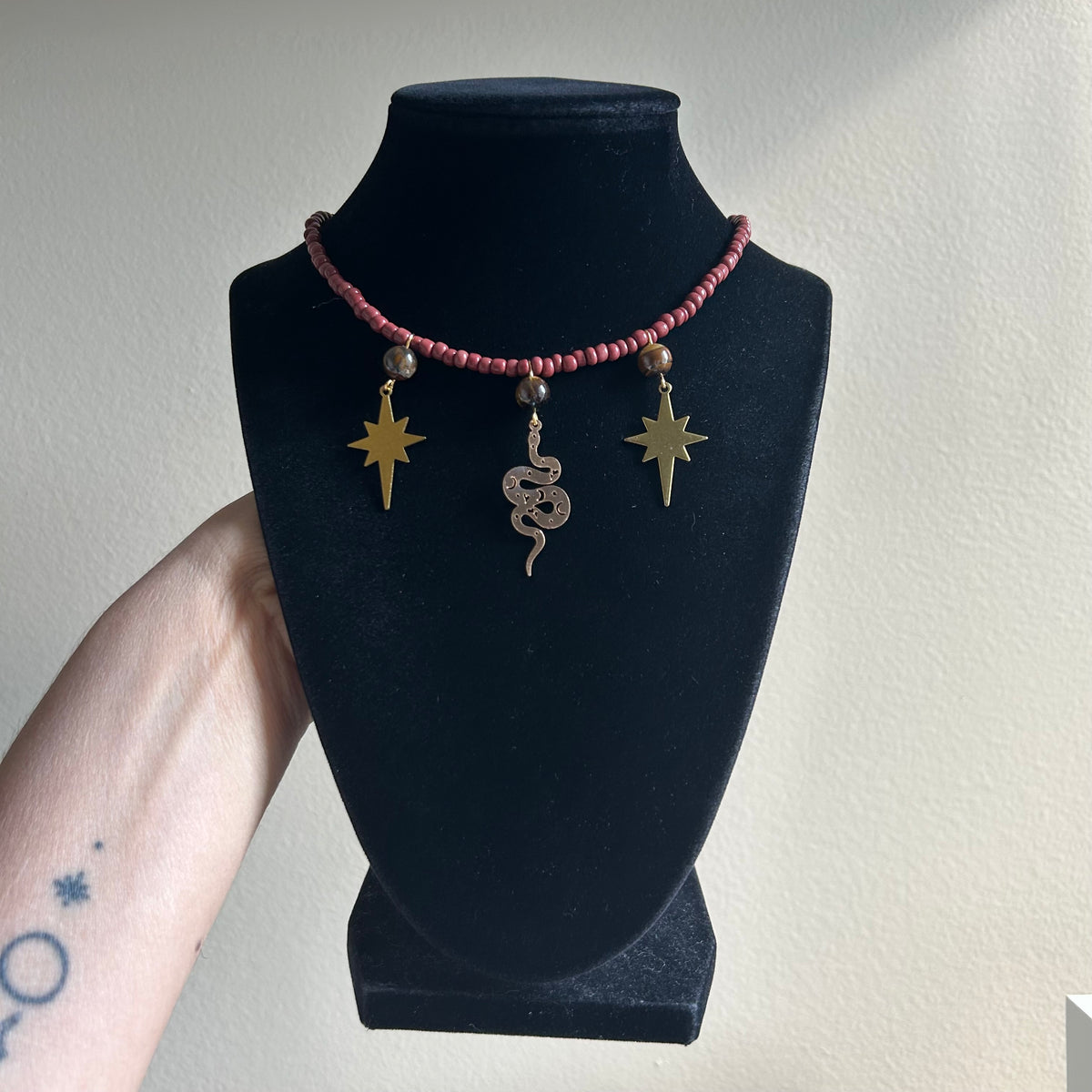Cosmic Snake Beaded Necklace