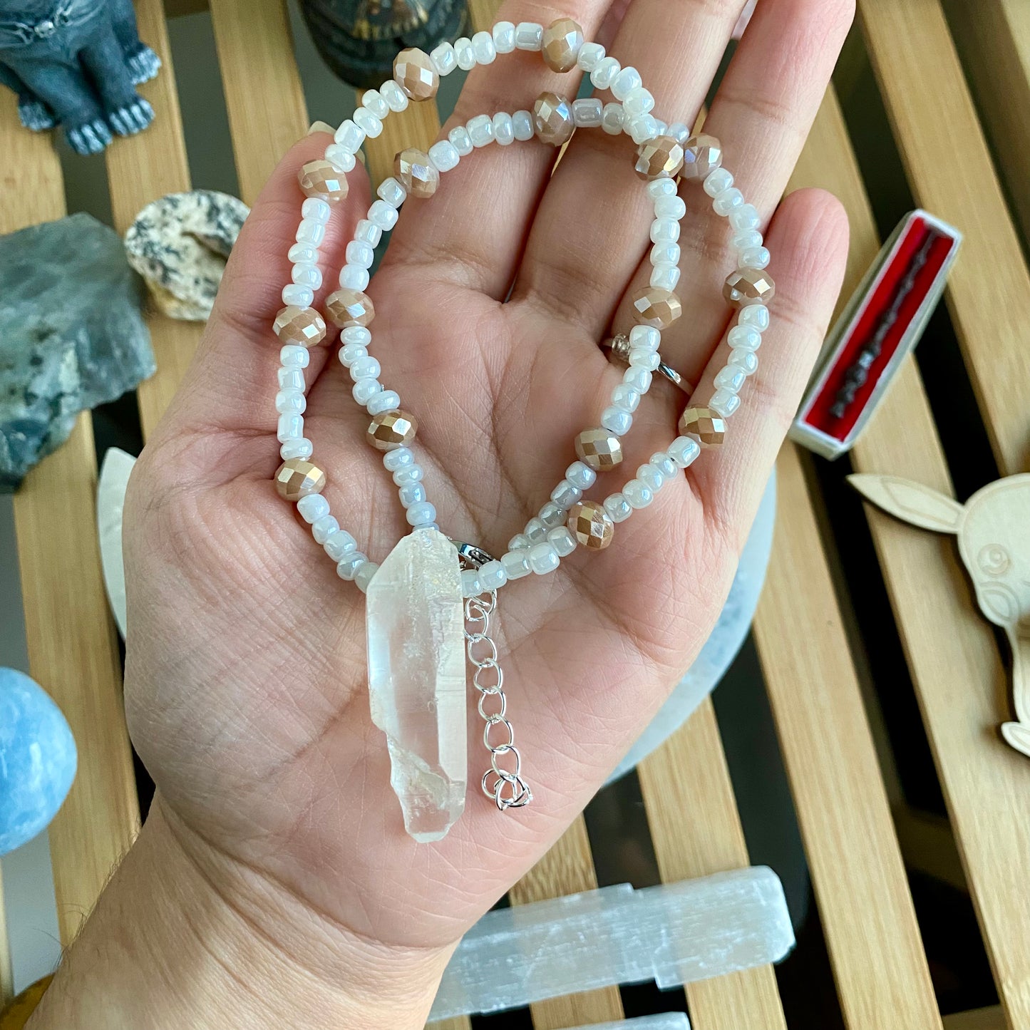 Sparkle Clear Quartz Beaded Necklace