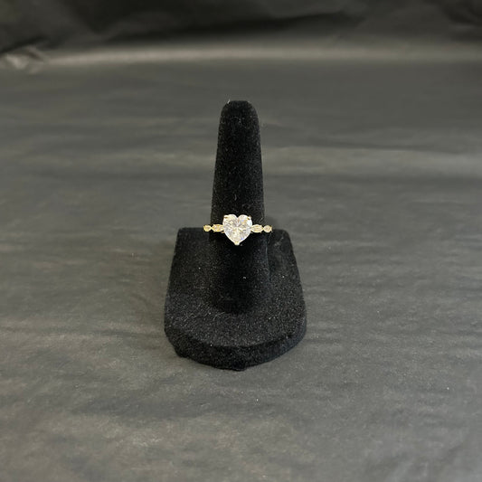 Vintage CZ Heart Shaped Ring (Size US 5.75)