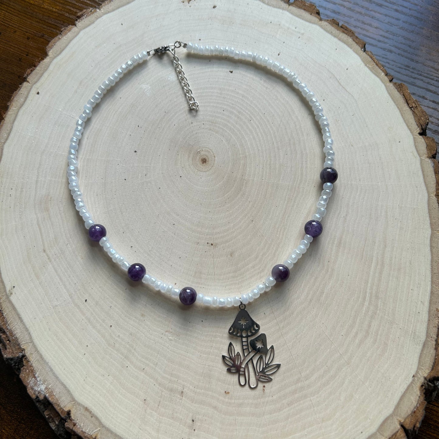 Moon Shroom Beaded Necklace