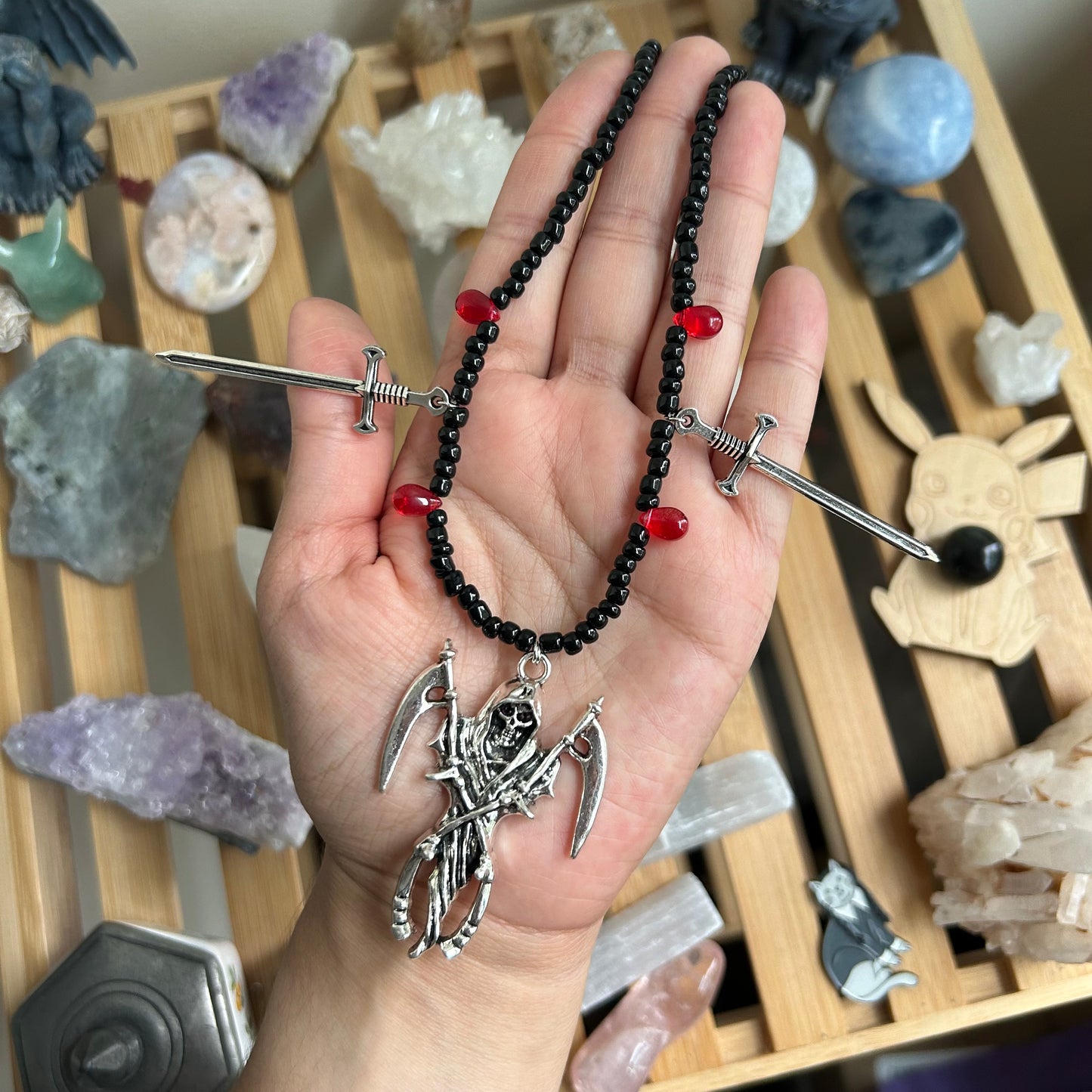 Grim Reaper Beaded Necklace