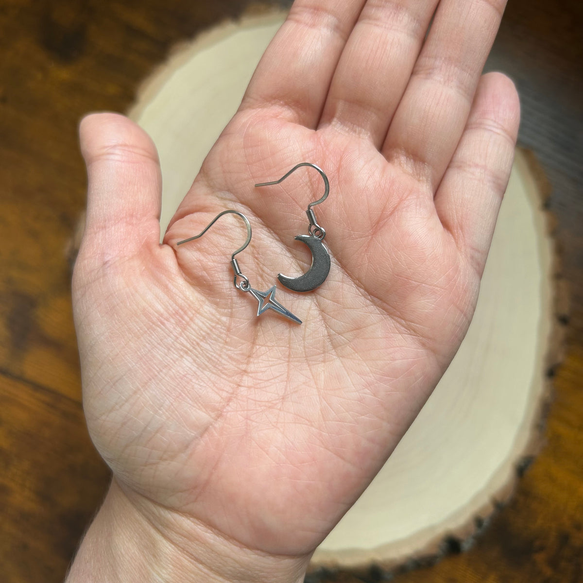 Mismatched Moon and Star Earrings