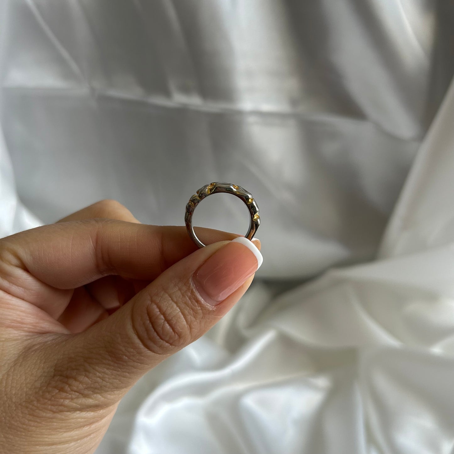 Two Tone Gold Nugget Ring (Size US 5.5)