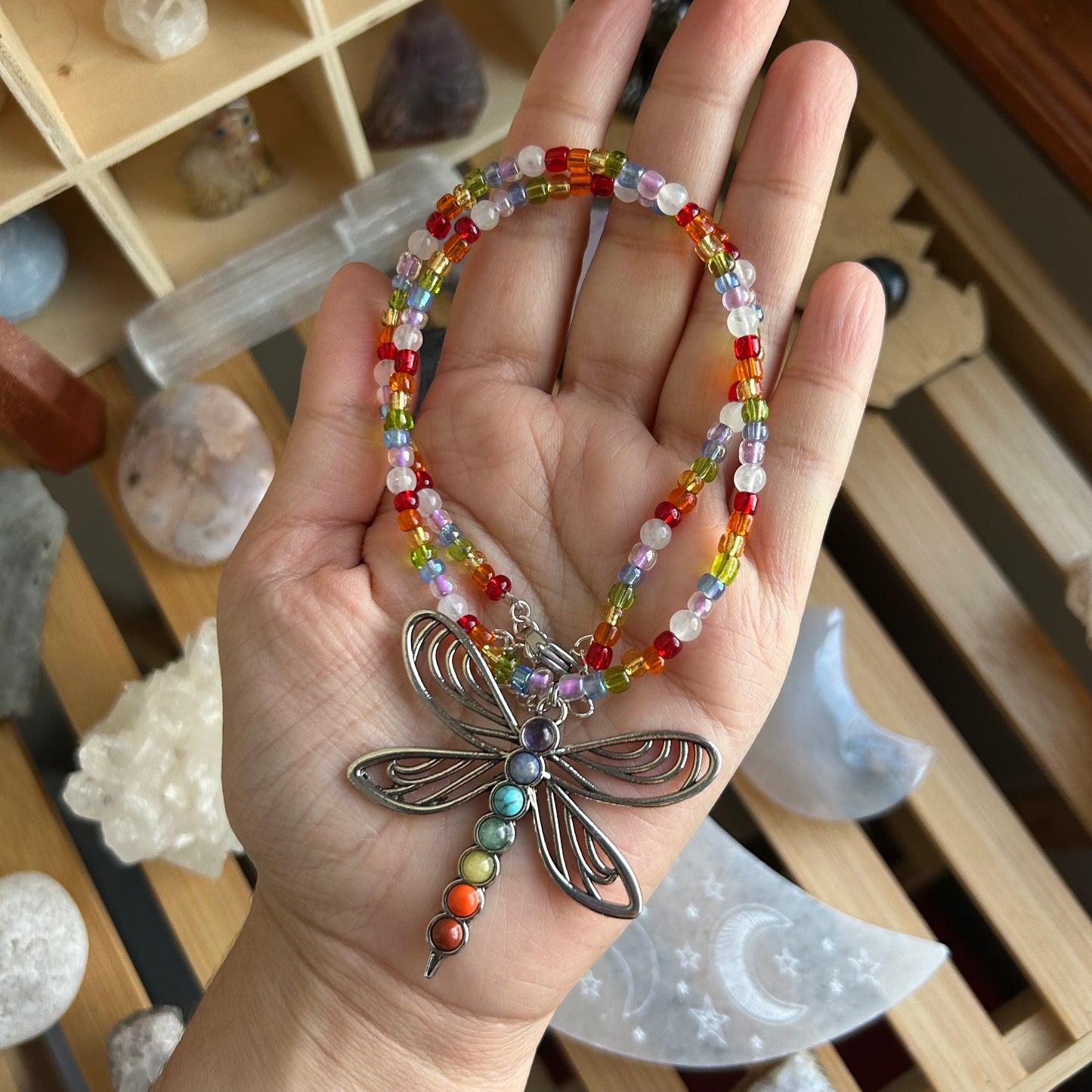 Rainbow Dragonfly Necklace