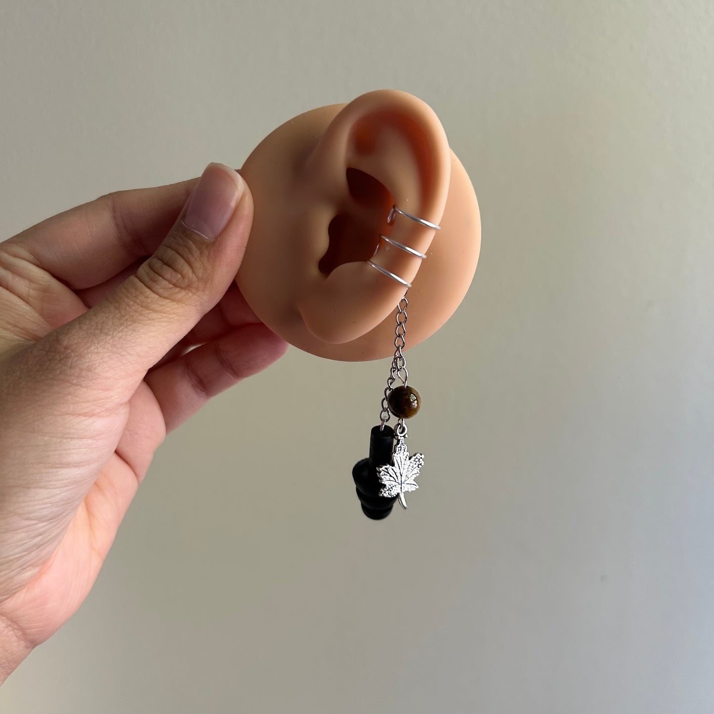 Tigers Eye Leaf Earplug Ear Cuffs