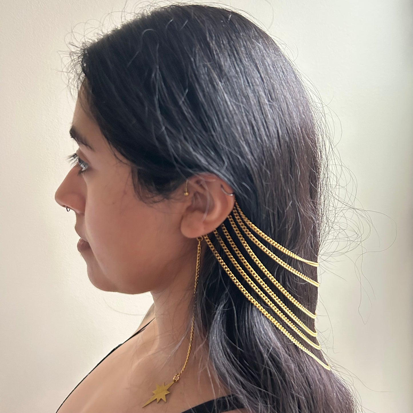 Gold Starburst Veil Ear Cuffs