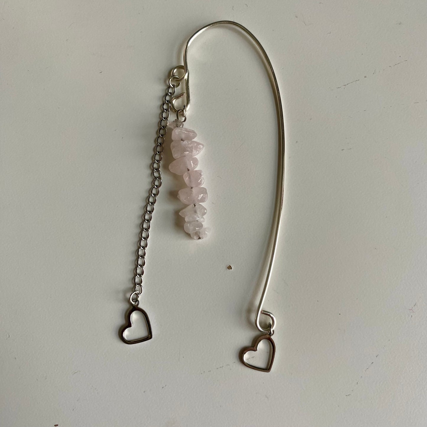 Rose Quartz Heart Bookmark