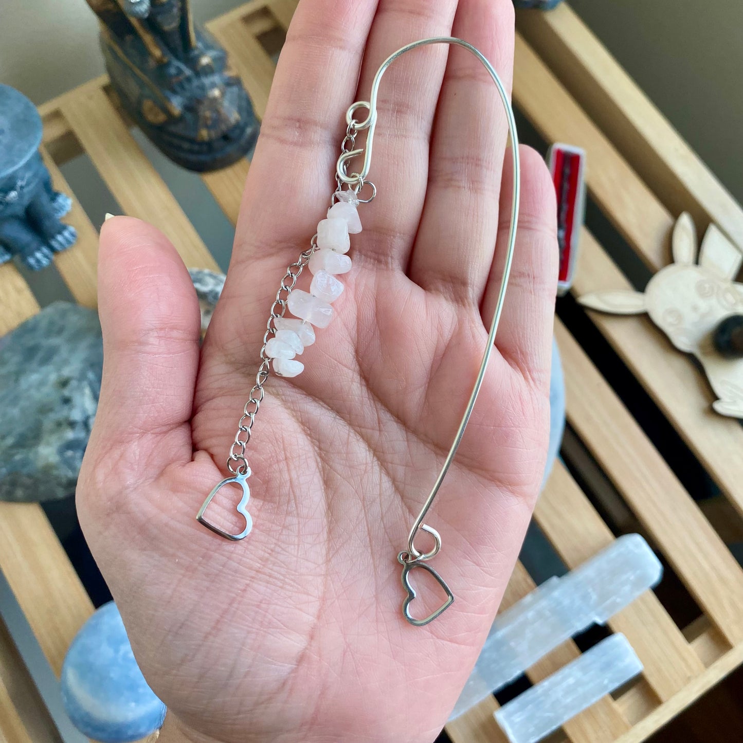 Rose Quartz Heart Bookmark