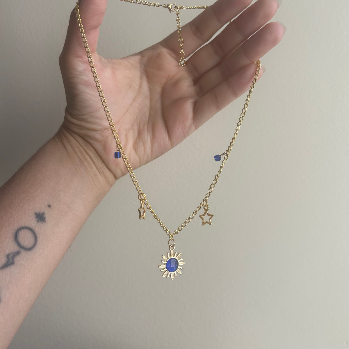 Blue Sunburst Necklace