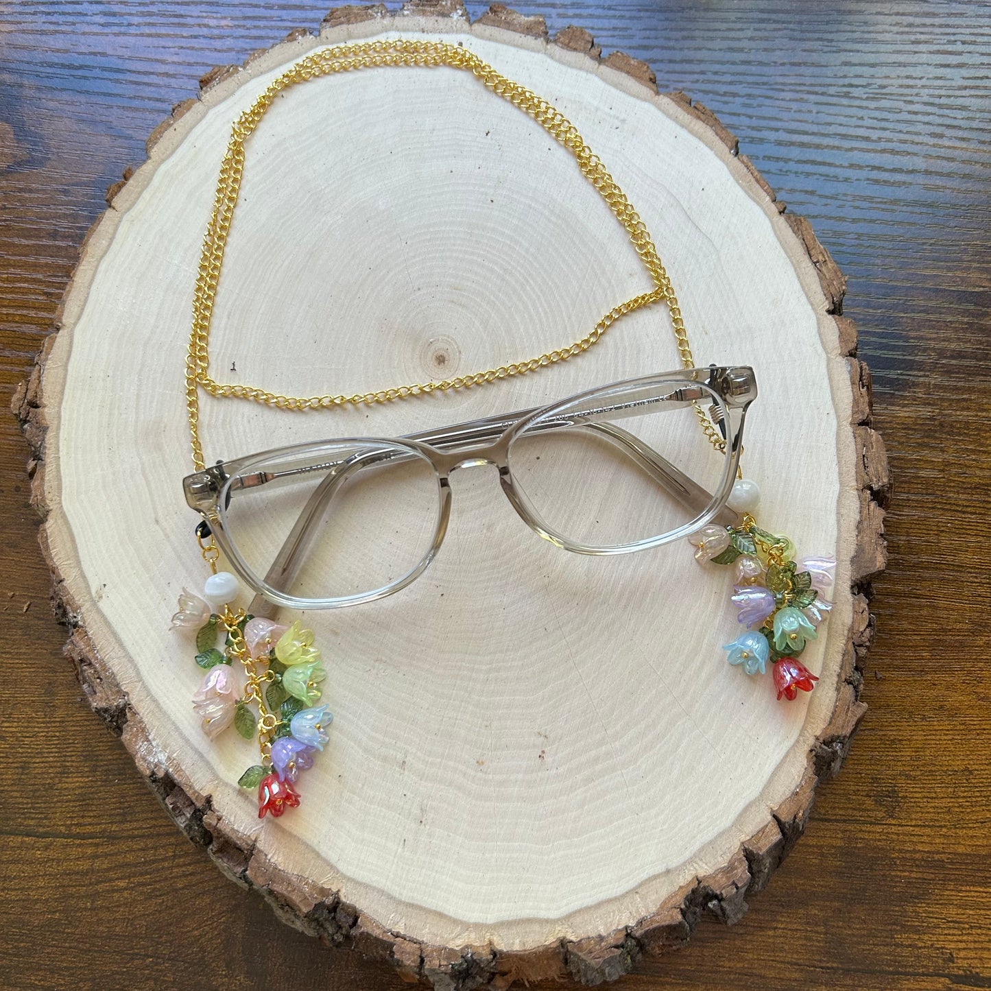 Rainbow Moonstone Bell Flower Glasses Chains